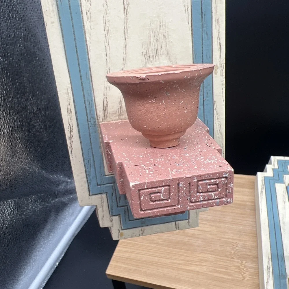 Vintage Home Interior Homco Santa Fe Aztec Shelf And 2 Wall Candle Sconces 1995